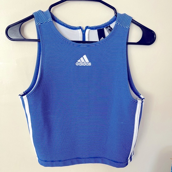 adidas Tops - Adidas Women's Zippable Ribbed Tank Top, Royal Blue